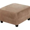 ATELA Pallar>Fyrkantiga fotpallsöverdrag Fyrkantiga cover Förvaringspall Skyddsöverdrag Stretchfotpallsöverdrag med elastisk botten, äkta sammetsplyschtyg,