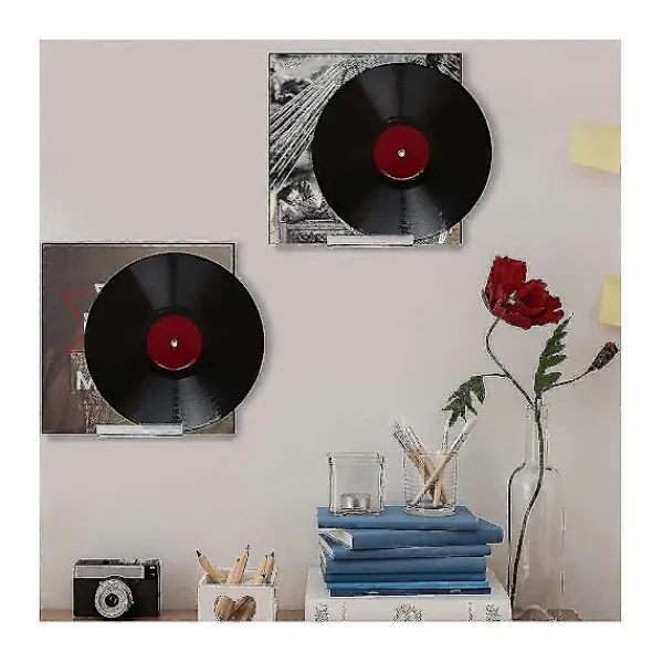 Hyllor>Genomskinlig Vinylskiva Hylla Väggfäste 8-pack, akryl Album Skivhållare Display, vinylskiva Hylla S