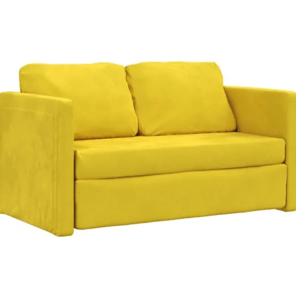 vidaXL Soffor>Golvbäddsoffa 2-i-1 mörkgul 122x204x55 cm sammet
