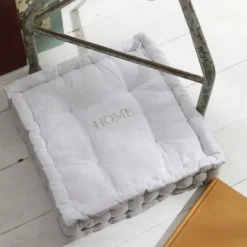 TODAY Sittpuffar>Golvkudde - - CHARME - Slub x Chambray x Broderie Capucine - 40 x 40 x 10 cm