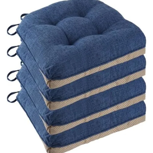 Stolar>Halksäkra Stolsdynor för Matstolar, Set om 4, 46*43*9cm Sittdyna med Band