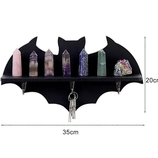 Hyllor>Halloween Svart Fladdermus Kristallhylla med 3 Krokar Multifunktionell Gotisk Spöklik Kraftig Träförvaringshylla Vägg Flytande Hylla Hållare Heminredning | Fyndiq