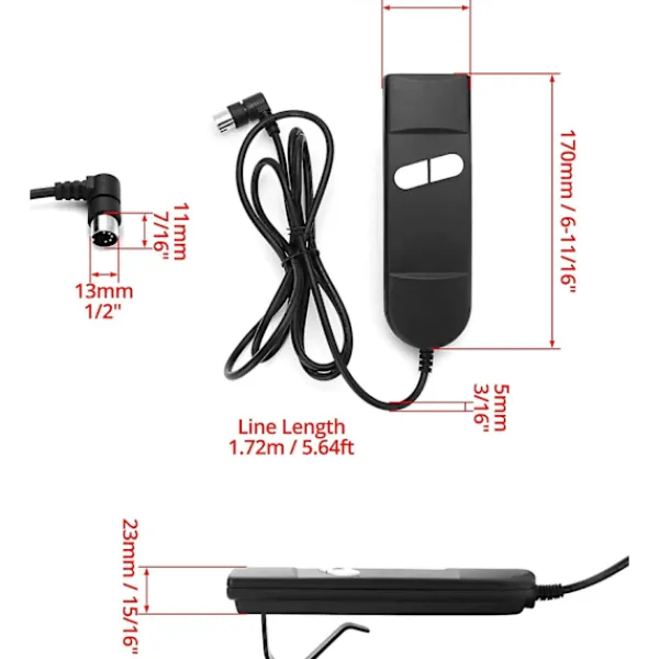 Fåtöljer>Handkontroll för fåtölj, 2 knappar, 5 stift, lämplig för de flesta elektriska fåtöljer och lyftstolar, fem stift, fyra trådar