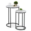 Northix Småbord>Häckningsbord i marmorlook, set med 2, metallben