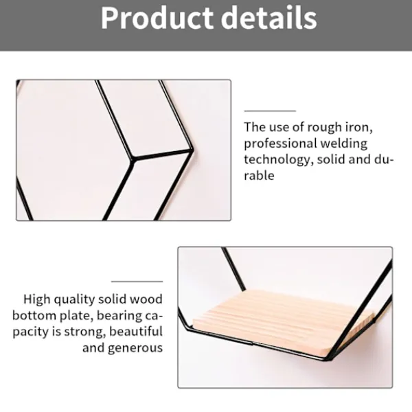 Hyllor>Hexagonala metallvägghyllor set om 3, dekorativa hängande hyllor, loftvägghyllor, hyllor Kompatibla med väggdekoration black