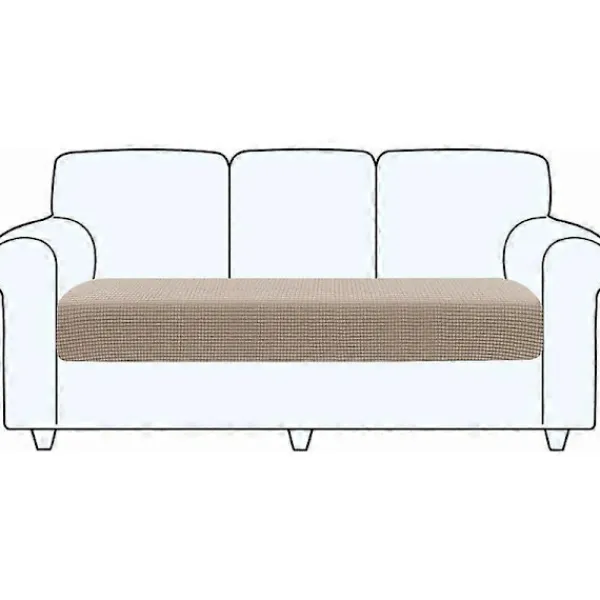 Soffor>Högkvalitativt Stretch Sofföverdrag, Dynöverdrag, Tvättbart Soffsäte (3-sits, Khaki)