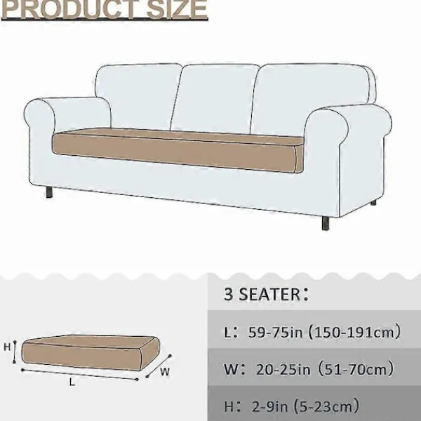Soffor>Högkvalitativt Stretch Sofföverdrag, Dynöverdrag, Tvättbart Soffsäte (3-sits, Khaki)