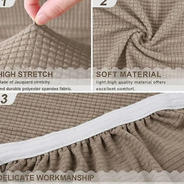 Soffor>Högkvalitativt Stretch Sofföverdrag, Dynöverdrag, Tvättbart Soffsäte (3-sits, Khaki)