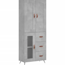 vidaXL Skåp>Högskåp betonggrå 69,5x34x180 cm konstruerat trä
