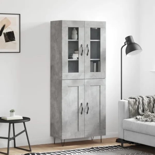 vidaXL Skåp>Högskåp betonggrå 69,5x34x180 cm konstruerat trä