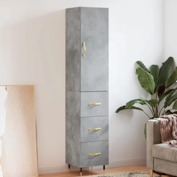vidaXL Skåp>Högskåp betonggrå 34,5x34x180 cm konstruerat trä