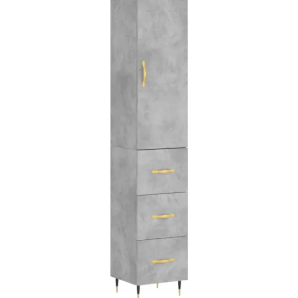 vidaXL Skåp>Högskåp betonggrå 34,5x34x180 cm konstruerat trä