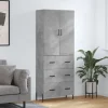 vidaXL Skåp>Högskåp betonggrå 69,5x34x180 cm konstruerat trä