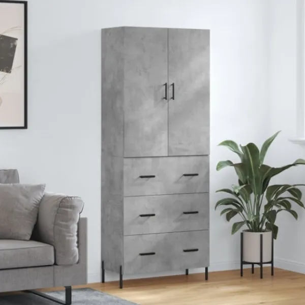 vidaXL Skåp>Högskåp betonggrå 69,5x34x180 cm konstruerat trä