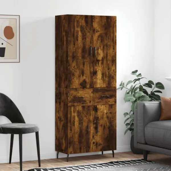 vidaXL Skåp>Högskåp rökfärgad ek 69,5x34x180 cm konstruerat trä