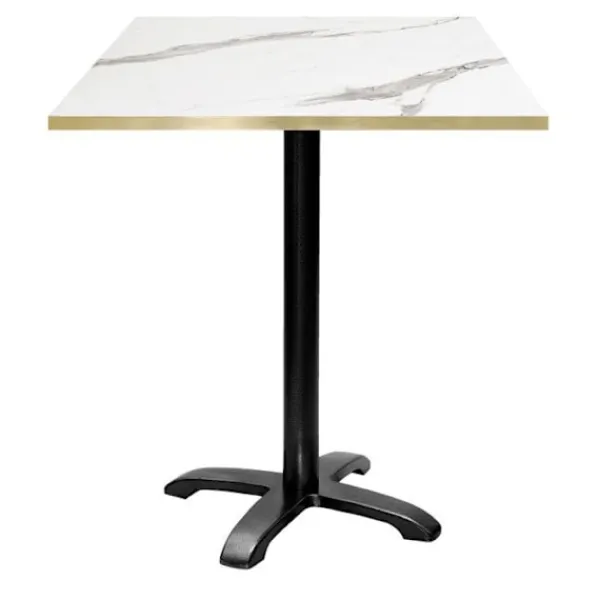Matbord>Högt bord 70 x 70 cm - Bazila modell marmor med mässingskanter