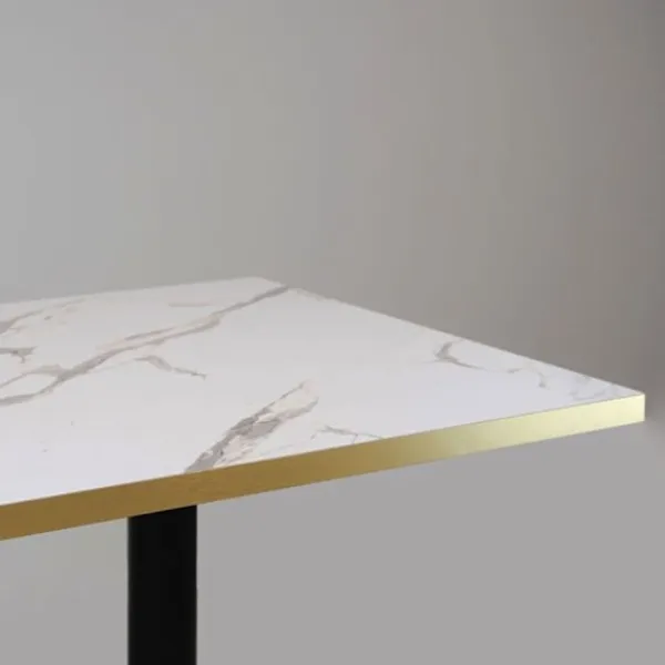 Matbord>Högt bord 70 x 70 cm - Bazila modell marmor med mässingskanter