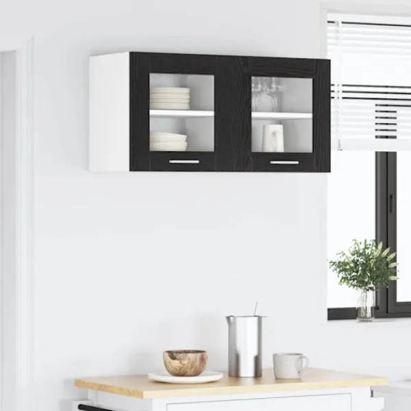 vidaXL Skåp>Hängande skåp med dörr Svart Ek 40 x 31 x 40 cm Konstruerat trä