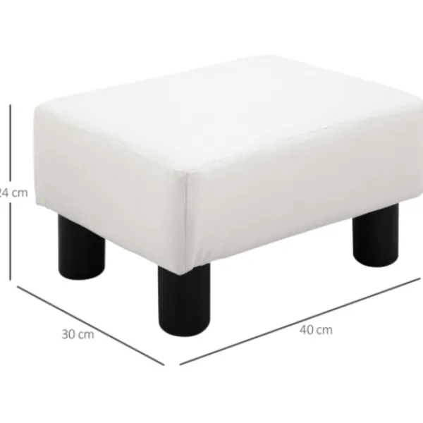 QINGMING Pallar>HOMCOM Chesterfield fotpall konstläder vit 40x30x24cm