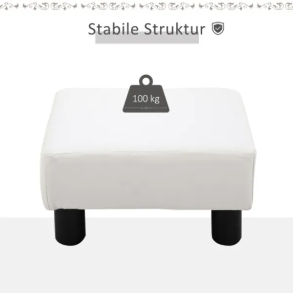 QINGMING Pallar>HOMCOM Chesterfield fotpall konstläder vit 40x30x24cm