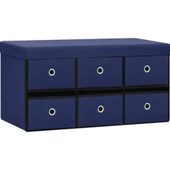 vidaXL Kistor & Koffertar>Hopfällbar förvaringsbänk blå 76x38x38 cm konstlinne