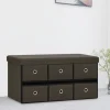 vidaXL Kistor & Koffertar>Hopfällbar förvaringsbänk mörkbrun 76x38x38 cm konstlinne