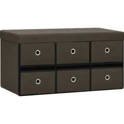 vidaXL Kistor & Koffertar>Hopfällbar förvaringsbänk mörkbrun 76x38x38 cm konstlinne