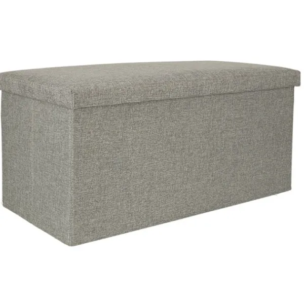 Sittpuffar>Hopfällbar puff med förvaringsfack grå stor 76x38x38cm
