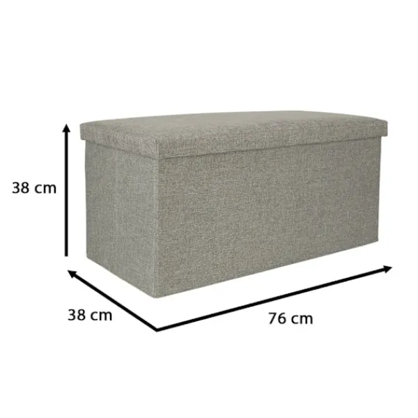 Sittpuffar>Hopfällbar puff med förvaringsfack grå stor 76x38x38cm