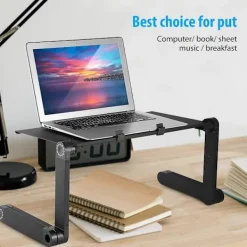 Småbord>Hopfällbart nattduksbord, justerbart bord, datorbricka för soffa, frukostbricka för säng, laptopbord, 360 graders lutningsstativ