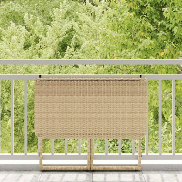 vidaXL Balkongmöbler>hopfällbart trädgårdsbord beige 90x51x75 cm konstrotting