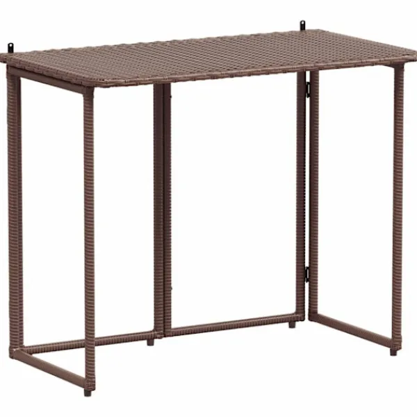 vidaXL Balkongmöbler>Hopfällbart trädgårdsbord brun 90x51x75 cm konstrotting