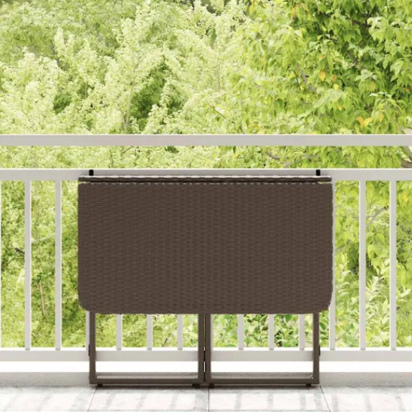 vidaXL Balkongmöbler>Hopfällbart trädgårdsbord brun 90x51x75 cm konstrotting