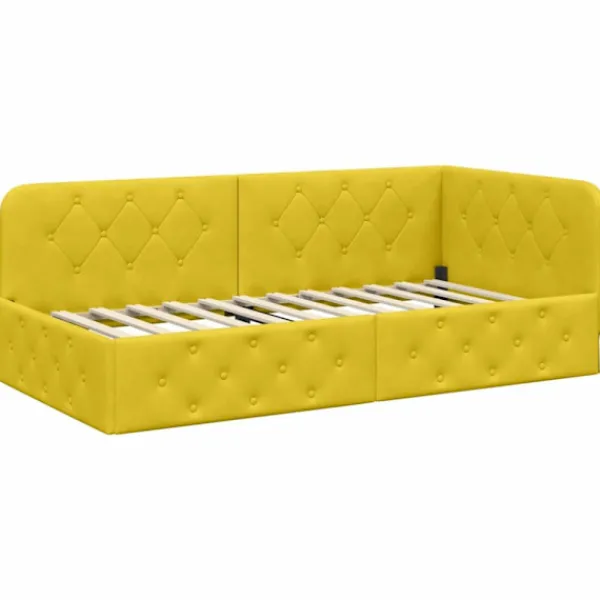 vidaXL Sängar>Hörn Sängram med huvudgavel Gul 90 x 190 cm Sammet