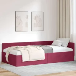 vidaXL Sängar>Hörn Sängram Vinröd 90 cm x 200 cm SammetochPlywood