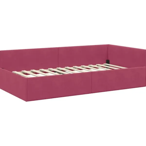 vidaXL Sängar>Hörn Sängram Vinröd 90 cm x 200 cm SammetochPlywood