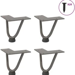 vidaXL Soffbord>Hårnålsben för soffbord 4 st naturstål 10 cm massivt stål