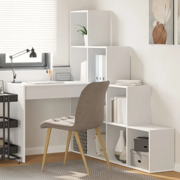 vidaXL Kontorsmöbler>Hörnskrivbord Vit 101,5 x 149,5 x 149,5 cm Konstruerat trä