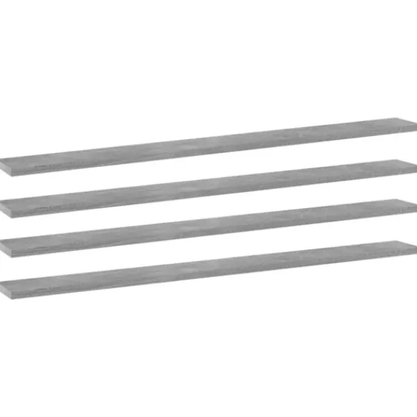 vidaXL Hyllor>Hyllplan 4 st betonggrå 100x10x1,5 cm konstruerat trä