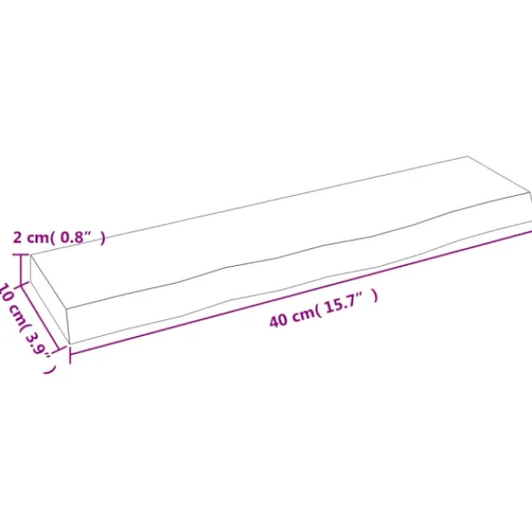 vidaXL Hyllor>Hyllplan 40x10x2 cm obehandlad massiv ek