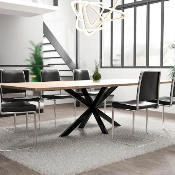 BellaFurn Matbord>Industriella bordsben - Bas - Robust stål med golv Glijders | Storlek: l | Färg: Svart
