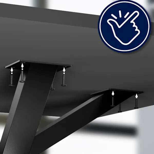 BellaFurn Kontorsmöbler>Industriella bordsben - Upprätter - Högt pulverbelagt stål, inklusive golvtoppar Färg: Svart | Storlek: 160x80x72 cm