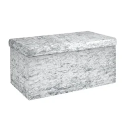 INTIRILIFE Kistor & Koffertar>hopfällbar ottomansk 76x38x38 cm Sammet Grå Dekorativ förvaringslåda med sammetsöverdrag Pall Bröstsäte