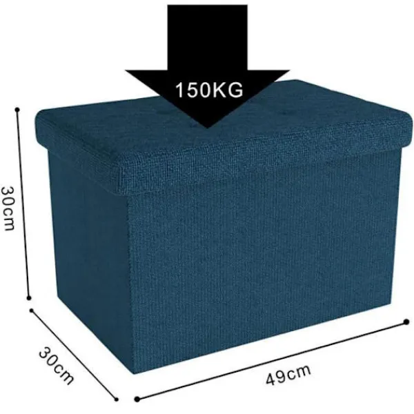 INTIRILIFE Sittpuffar>hopfällbar sittpuff 49x30x30 cm i OCEAN BLUE - Kubsits med förvaringsutrymme och tygöverdrag med ihålig