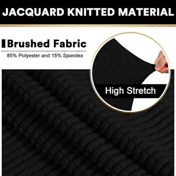 FMYSJ Sittpuffar>Jacquard Stretch Fyrkantig Pallöverdrag Soffpallöverdrag Mjuk Fyrkantig Fotpall Överdrag Tvättbart Avtagbart (Svart, 27-32 tum/68-81 cm) (FMY)
