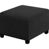 Sittpuffar>Jacquard Stretch Square Ottoman Cover Sofa Stool Cover Soft Square Footstool Covers Washable Removable (Svart, 27-32 tum/68-81cm)