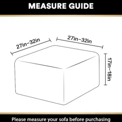 Sittpuffar>Jacquard Stretch Square Ottoman Cover Sofa Stool Cover Soft Square Footstool Covers Washable Removable (Svart, 27-32 tum/68-81cm)