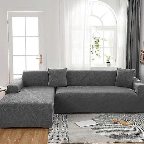 Soffor>Jacquard Stretch Vattentätt Sofföverdrag för Vardagsrum Elastiskt Sofföverdrag L-Form Soffskydd Möbelskydd mörkgrå 1-seater 90-140cm