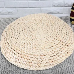 Sittsäckar>Japansk stil rund tatami handvävd golvkudde golvpuffmatta för meditationsyoga