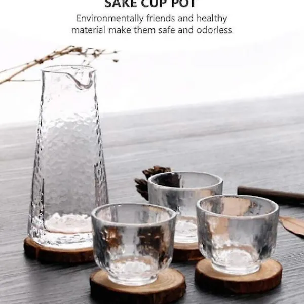 Matgrupper>Japanskt Sake Set - Glas Karaff med 3 Sake Koppar